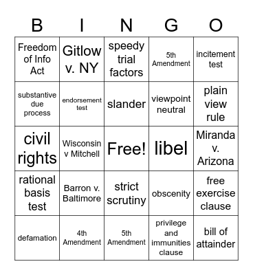 UCS Gov Unit 6 Review Bingo Card