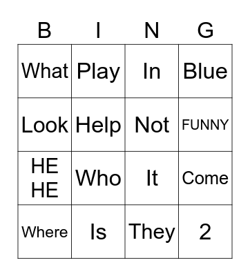 Signo words Bingo Card