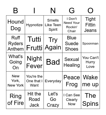 I Hear Dead People Bingo Card