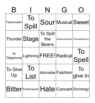 Lesson 179 Bingo Card