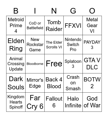 E3 2021 Bingo Card