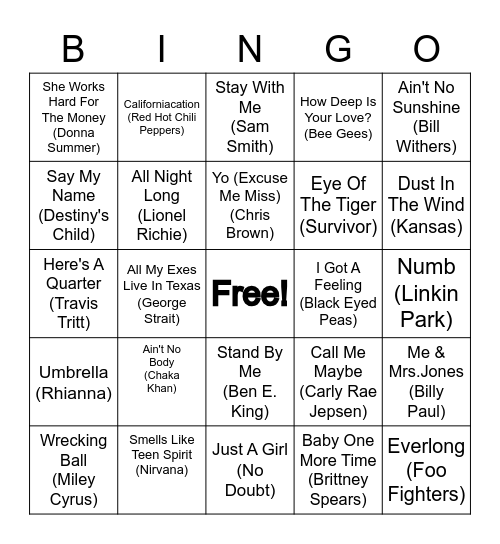 CIT MUSIC BINGO Card