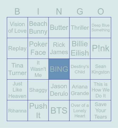 Demo Musical Bingo Card