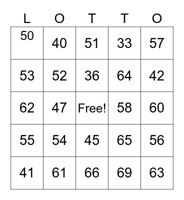 Les Numeros Bingo Card