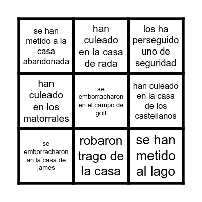 SANJA Bingo Card