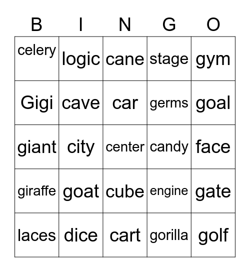 PHONICS Bingo Card