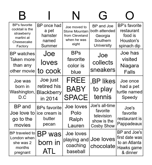 ALL ABOUT the Holsendolph's Bingo Card