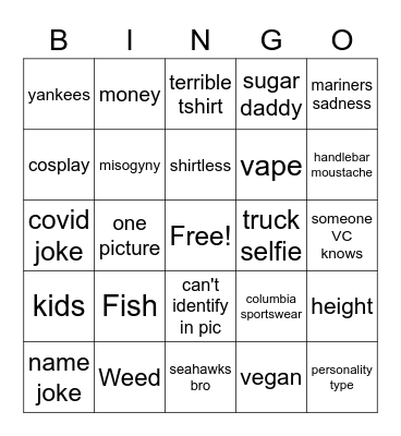 Tinder Bingo Card
