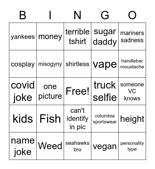 Tinder Bingo Card