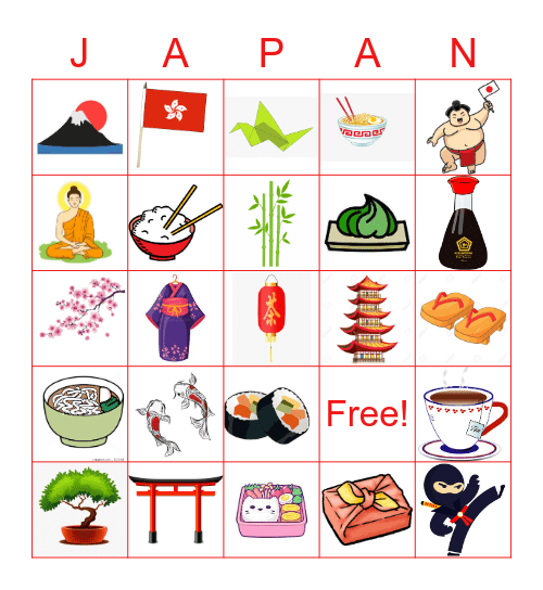 HONG KONG & JAPAN BINGO Card