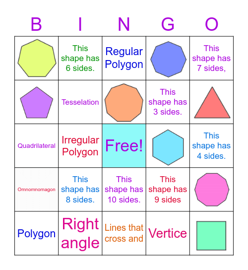 Polygon and Quadrilateral Bingo! Bingo Card