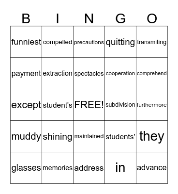 Skills Review Bingo Card