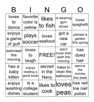 2015 Taylor Family Reunion Bingo Card