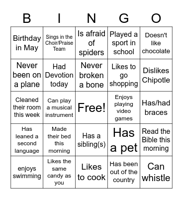 Find Someone Who... Bingo Card