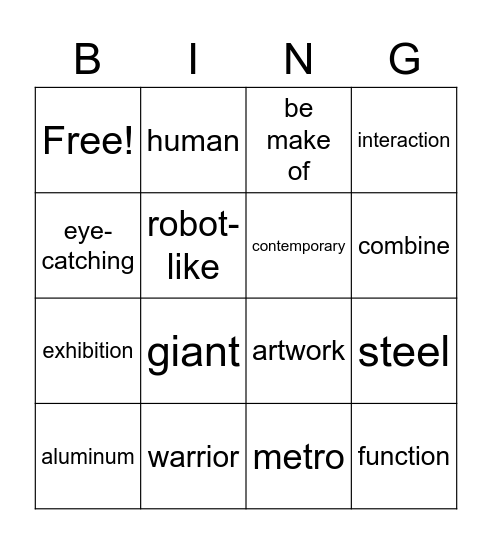 P8 U3 Voc Bingo Card