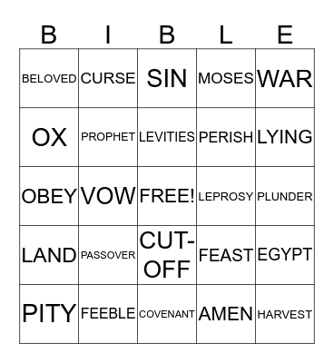 Bible Bingo Card