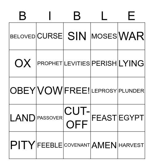 Bible Bingo Card