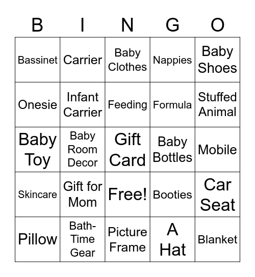 BABY SHOWER BINGO Card