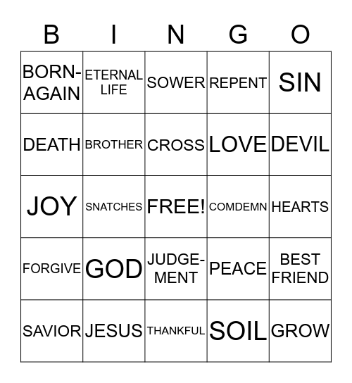 JESUS - OUR SACRAFICE Bingo Card