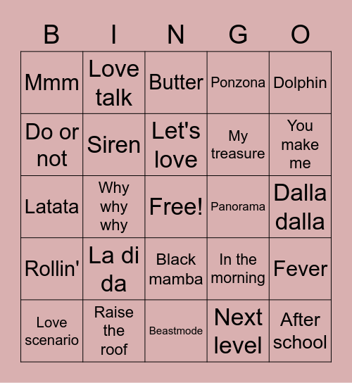 @luvtaeyong4 Bingo Card