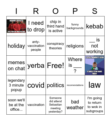 VR Bingo Version ++i Bingo Card