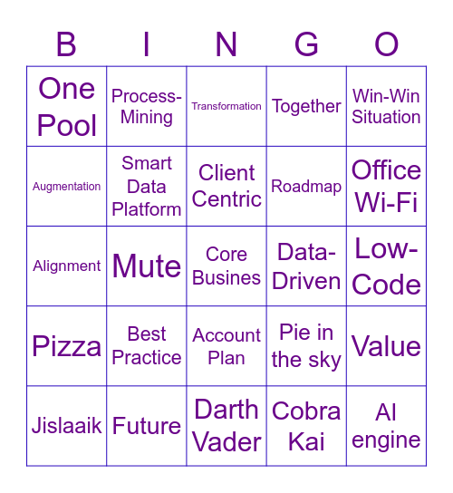 Data Innovation Bingo Card