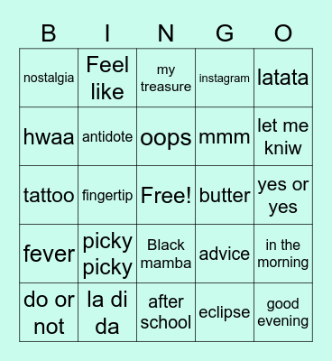 @nishiriki_niki Bingo Card