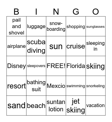 MARCH BREAK BING Bingo Card