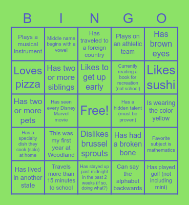 ADVISORY BINGO Card