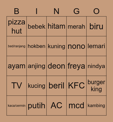 Lilith’s Bingo Card