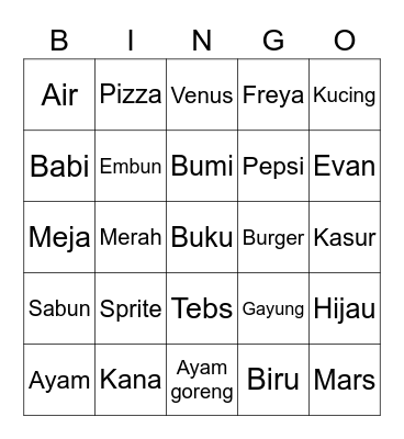 Nayaka Bingo Card