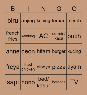 Lilith’s Bingo Card