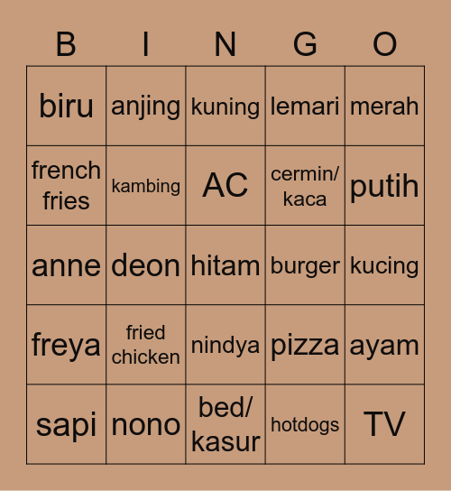 Lilith’s Bingo Card