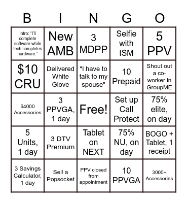 Money Mitten BINGO Card