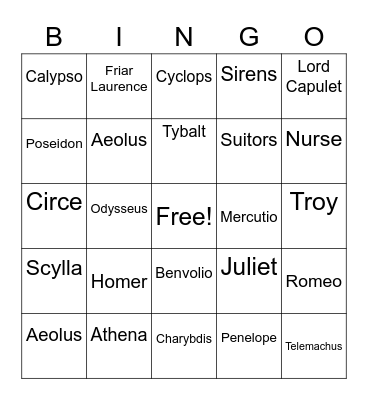 Bingo Answers Bingo Card