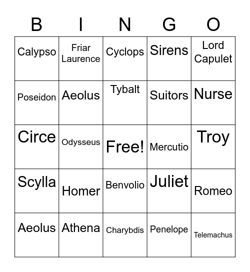 Bingo Answers Bingo Card