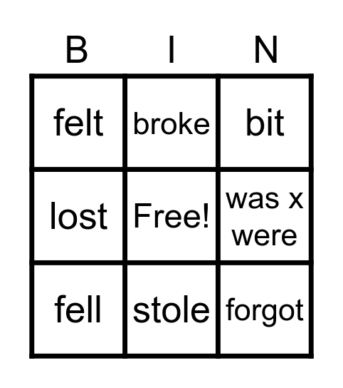 Project 2 U3Ca Bingo Card