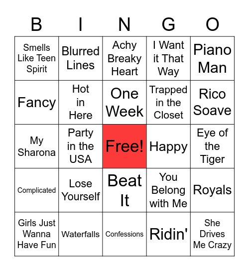 Weird Al Bingo Card