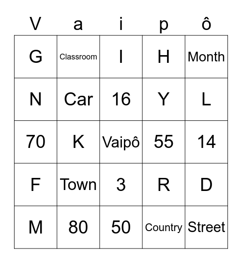 ABC -  123 GAME - Tio Tales Bingo Card