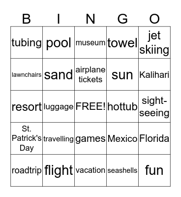 March Break Bingo Card