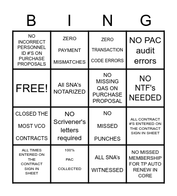 BINGO Card