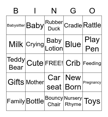 Baby Shower Bingo Card