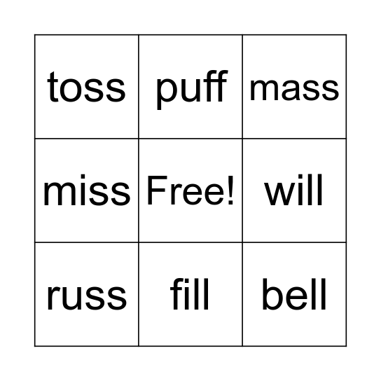 CVC + Bonus Letters Bingo Card