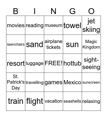 March Break Bingo Card