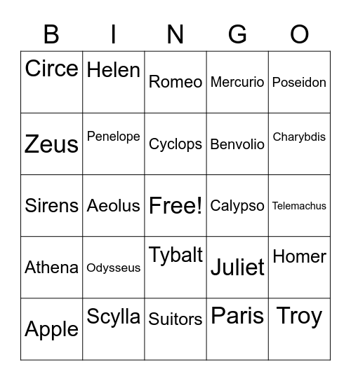 odessy bingo Card