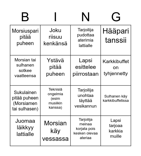 Hääbingo Card