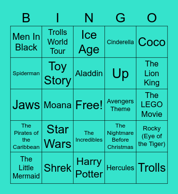 🎼🎬Movie Music Bingo 🎬🎼 Bingo Card