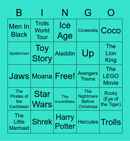 🎼🎬Movie Music Bingo 🎬🎼 Bingo Card