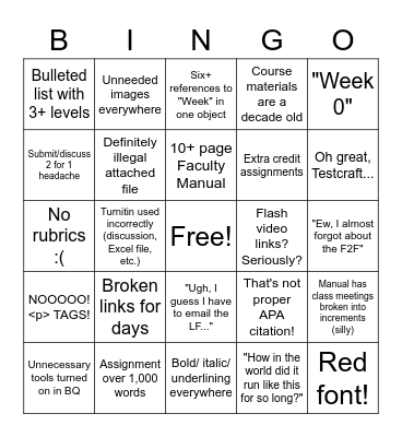 Conversion Bingo Card