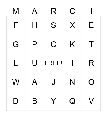 MARCELLA'S BIRTHDAY BINGO Card